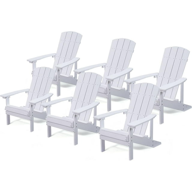 Royalcraft Adirondack Chairs, Weather Resistant Hips Plastic Fire Pit Chairs, Modern Poly Adorondic Outside Chairs, 350 LBS Adirondack Chair for Easy Assembly, White