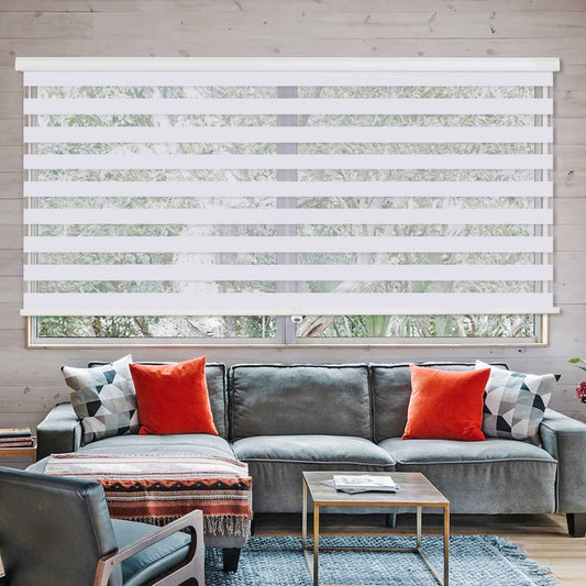 Royalcraft Cordless Zebra Blinds for Windows, Layer Zebra Roller Shades Blinds for Windows, Sheer or Privacy Light Control, Day and Night Window Shades for Living Rome, Office