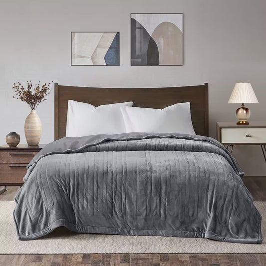 Royalcraft Electric Blanket King Size 90"x100" Flannel Heated Throw Blanket, Dual Controls Setting Electric Blanket, 10 Heating Levels, 12H Auto-off, 5 Years Warranty, Machine Washable electric blanket