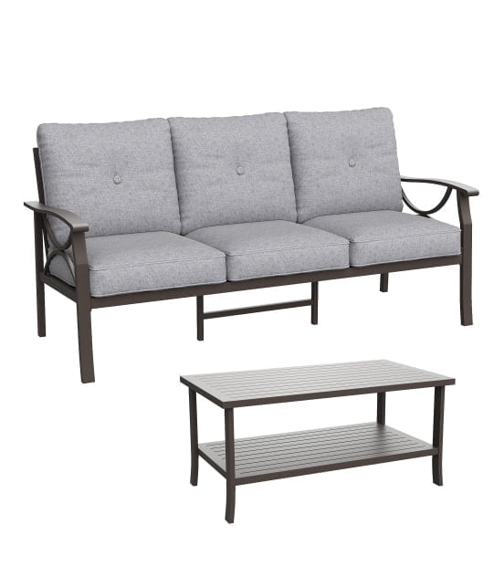 Royalcraft Outdoor Patio Furniture Set, 5 Piece Patio Conversation Set with Coffee Table, Metal Furniture Set for Porch Backyard Garden, Black