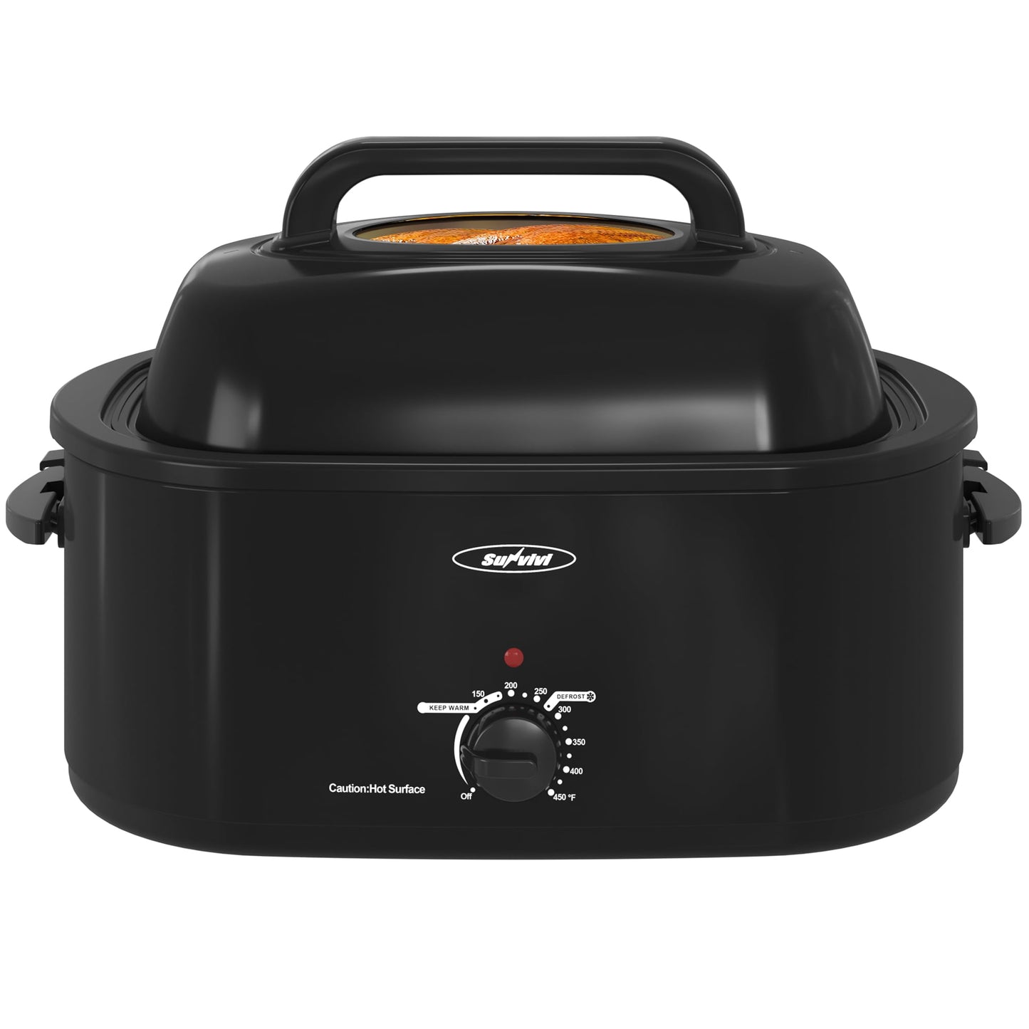 Royalcraft 24 Quart Electric Turkey Roaster Oven with Visible & Self-Basting Lid, Stainless Steel