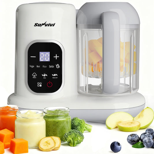 Royalcraft All-in-One Baby Food Maker with Steamer, Blender, Heating & Stirring | LCD Display, Self-Clean Baby Food Processor