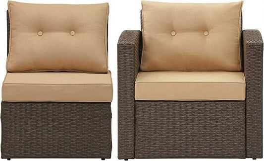 Royalcraft Patio Furniture Set with Cushions, PE Wicker Outdoor Conversation Set Outdoor Sectional Sofa for Garden, Beach, Balcony and Poolside, Aluminum Frame