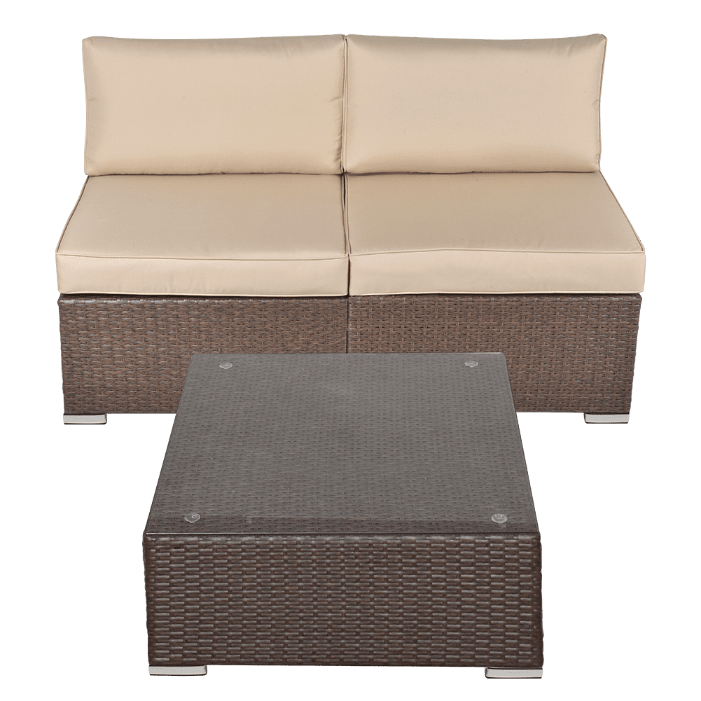 Sunvivi Wicker Patio Loveseat, Create the Patio of Your Dreams With Our Modular Furniture Sets, Black and Blue, PE Wicker