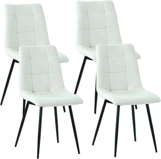 Superjoe Modern Kitchen Chairs Set of 4, Chairs with Cushion Seat and Metal Legs for Living Room, Bedrooms, Kitchen，White kitchen chairs
