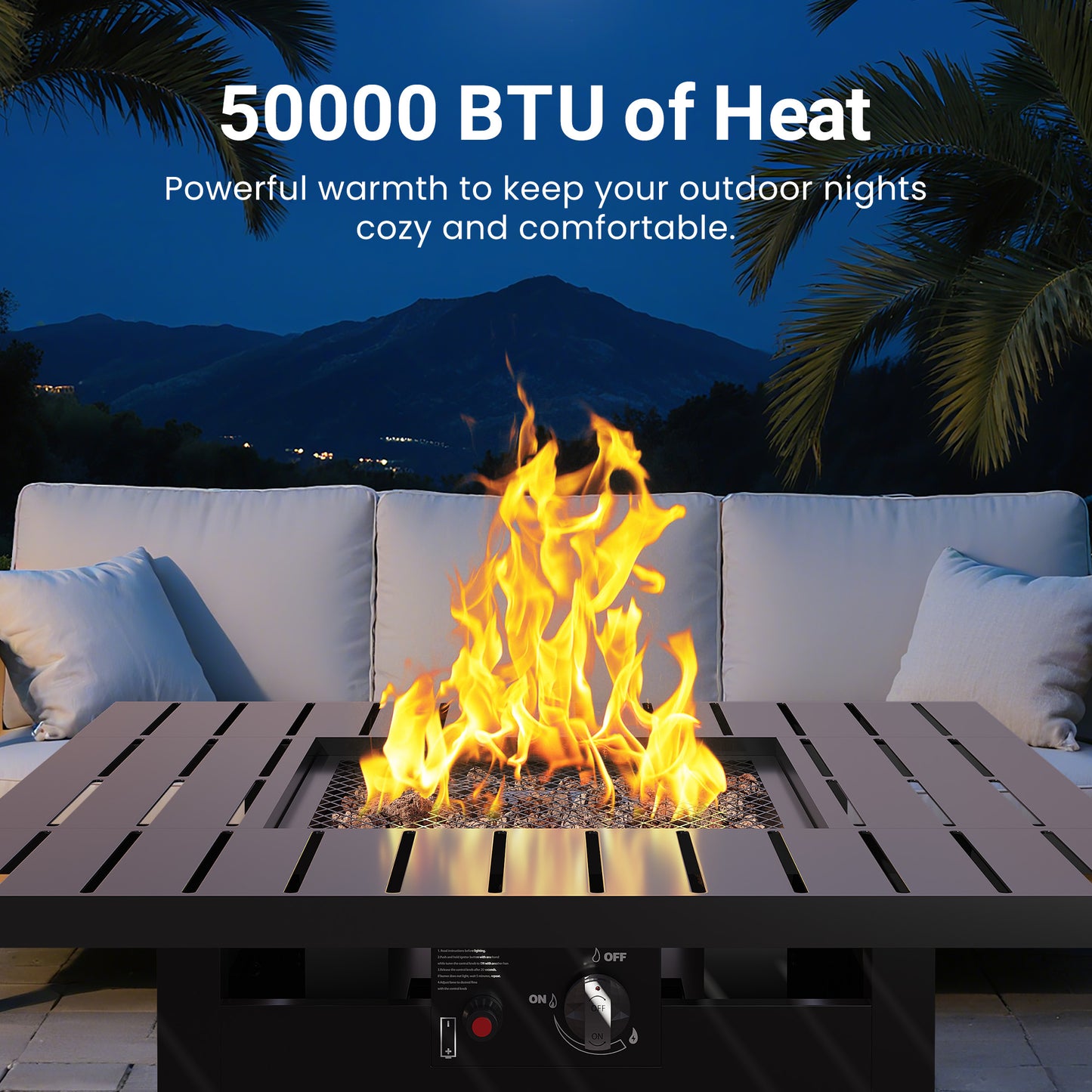 Royalcraft 2 in 1 Propane Fire Pit Table, 50000 BTU Gas Fire Pits Table with Removable Lid, Lava Rock and Cover, Square Fire Table for Dining or Party on Patio, Garden, Yard, 30'', Black