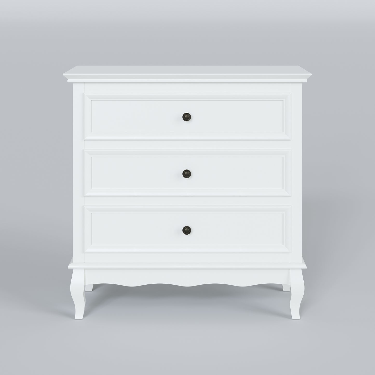 Royalcraft Dresser for Bedroom, Modern 3 Drawer Dresser with Solid Wood Legs and Painted Finish, White Chest of Drawers, Wooden Storage Closet Cabinet Organizer for Living Room, Nursery, Hallway