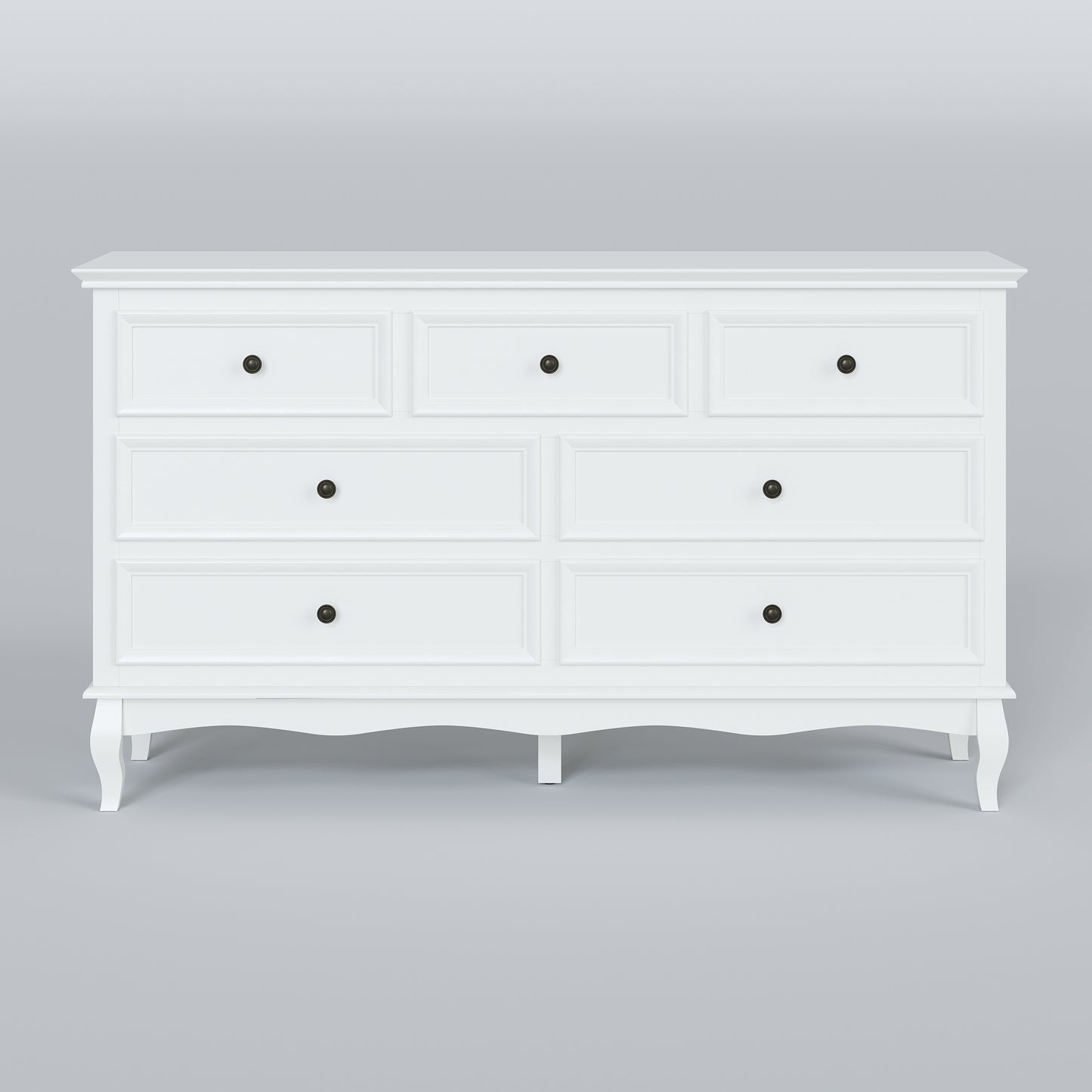 Royalcraft Dresser for Bedroom, Modern 7 Drawer Dresser with Solid Wood Legs and Painted Finish, White Chest of Drawers, Wooden Storage Closet Cabinet Organizer for Nursery, Living Room, Hallway