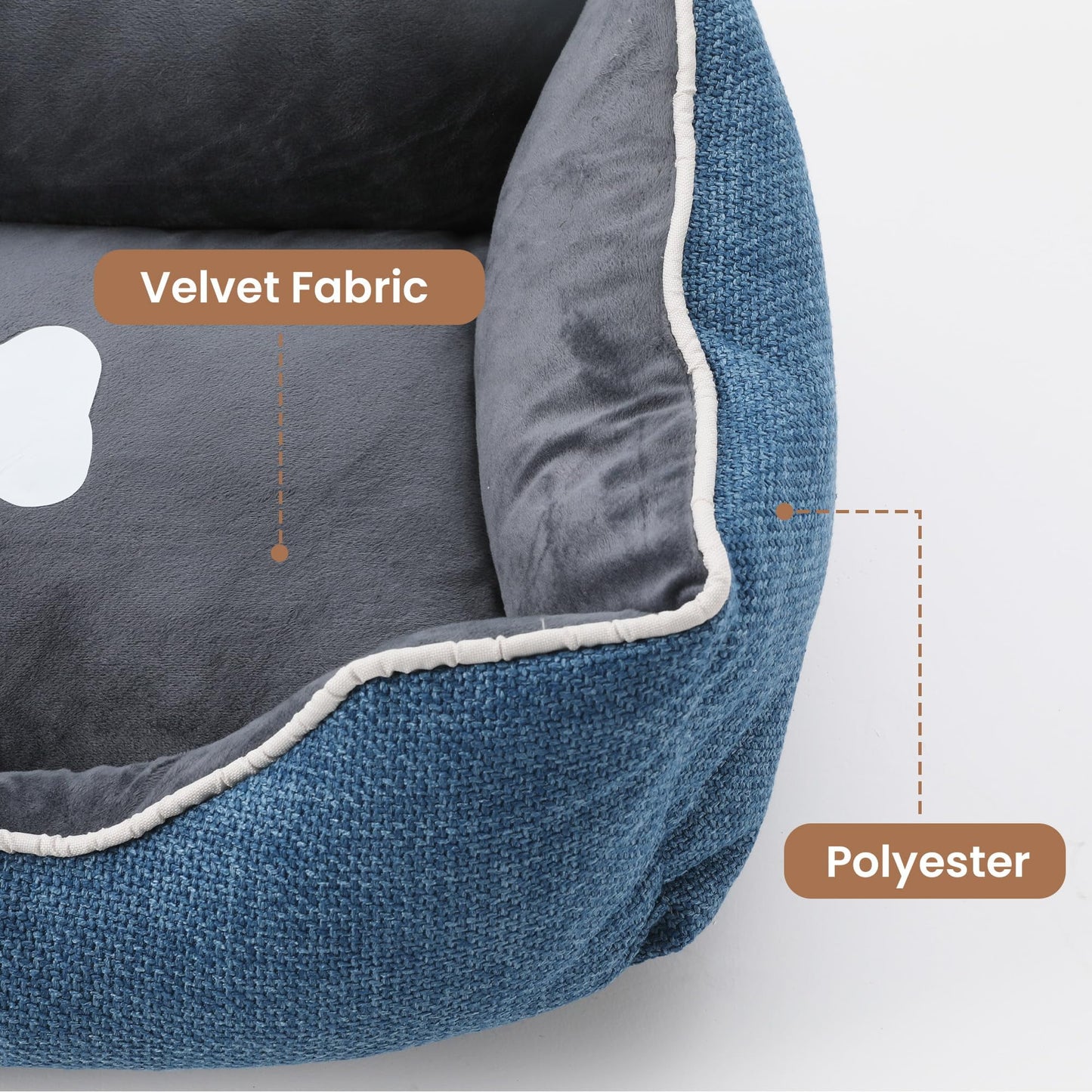 CozyHome Small Dog Bed with Anti-Slip Bottom, Cat Bed with Removable Washable Cover, Plush Pet Bed for Dogs and Cats, Cute Dog Pillow Bed, Calming Cat Couch Bed for Indoor, Outdoor, Blue