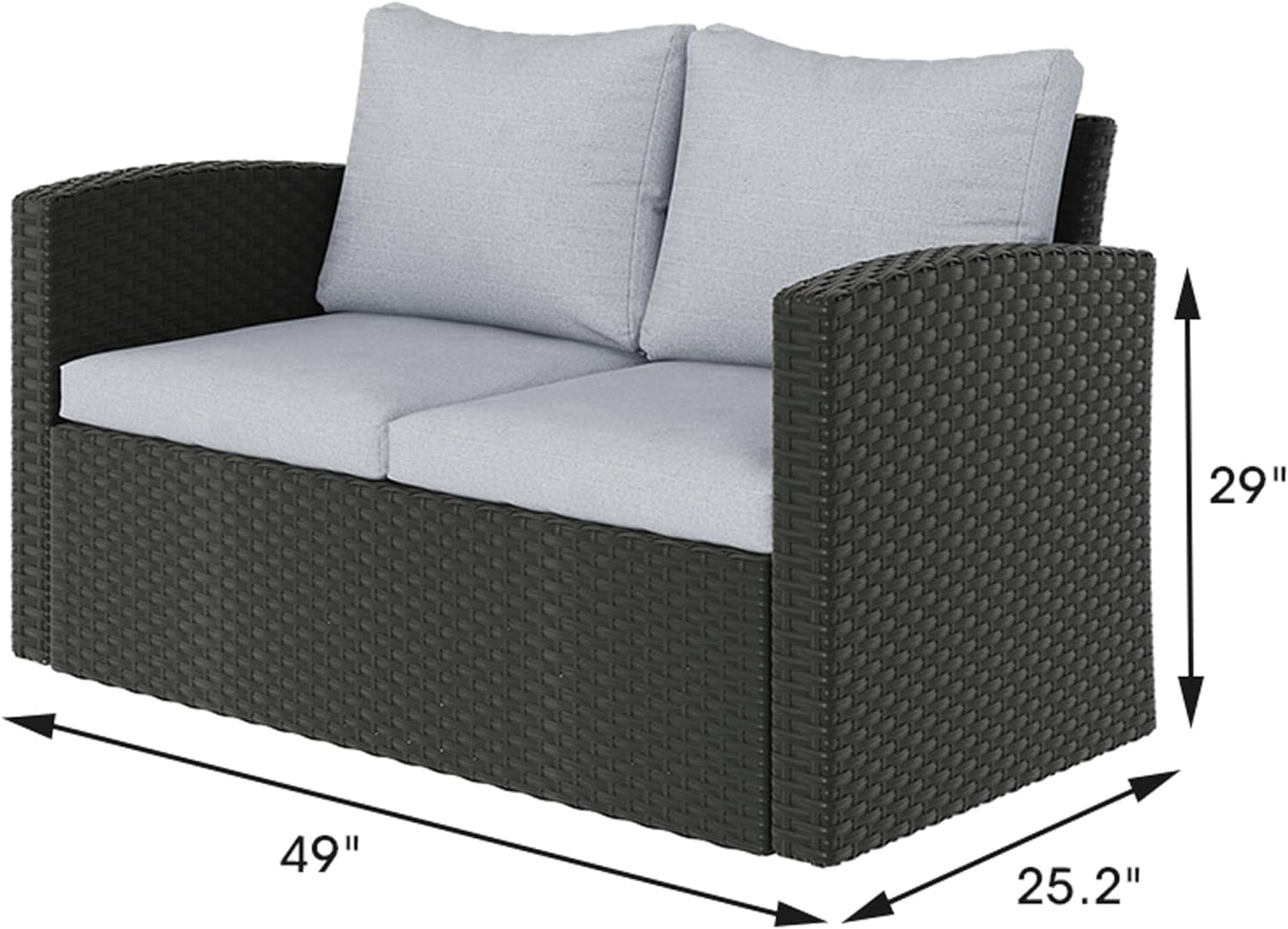 Royalcaft 2 Piece Outdoor Patio Wicker Armchairs, All Weather Outside Rattan Chair Patio Furniture Set with Blue Cushions