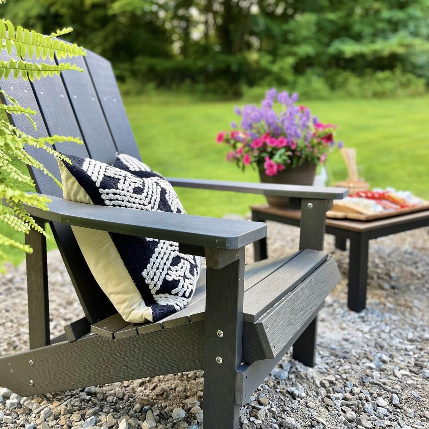 Royalcraft Adirondack Chairs, Weather Resistant Hips Plastic Fire Pit Chairs, Modern Poly Adorondic Outside Chairs, 350 LBS Adirondack Chair for Easy Assembly, White