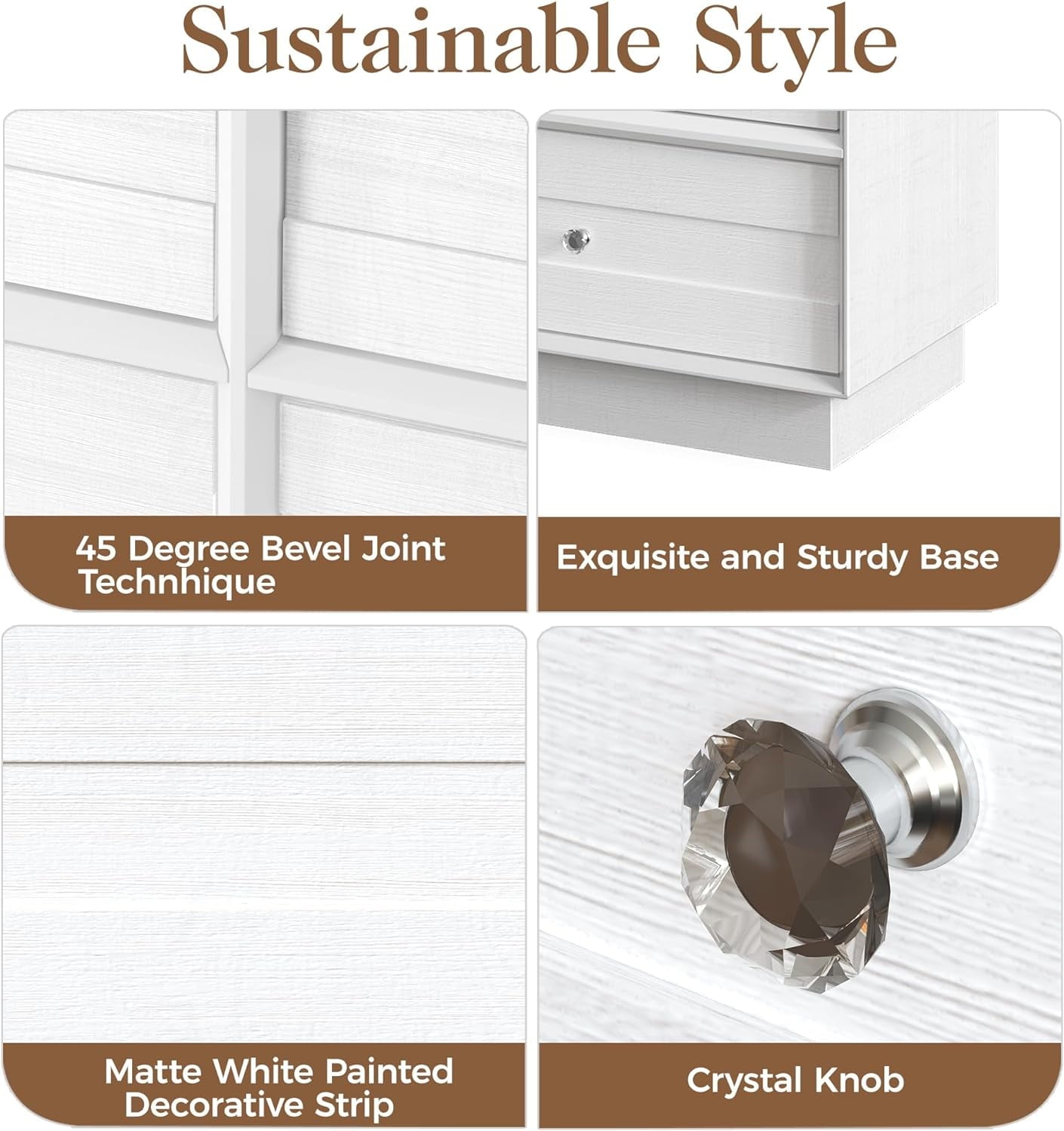 Superjoe 6 Drawer Double Dresser, Bedroom Chest of Drawers, Wood Storage Cabinet for Living Room, Entryway and Hallway, White