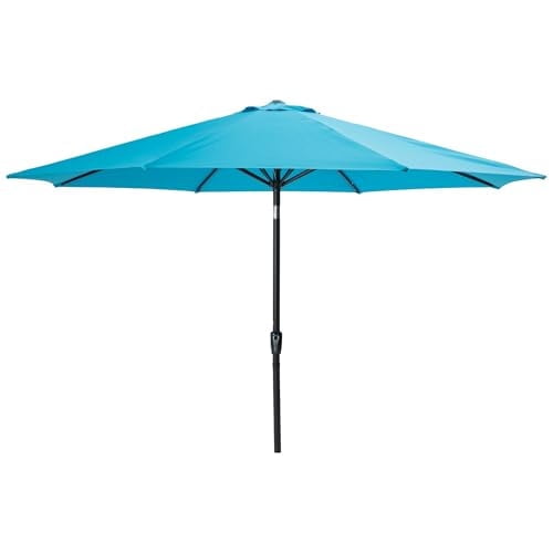 Mayincolor Large Outdoor Patio Umbrella with Push Button Tilt/Crank, Patio Table Umbrella with 8 Sturdy Ribs, 13 ft Outdoor Umbrella for Backyard, Pool, Deck, Market, Blue