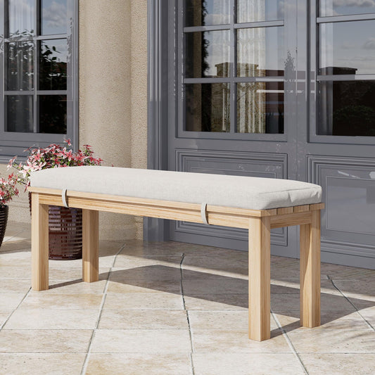 Heynemo Aluminium Bench with Waterproof Cushions, Light Wood Color