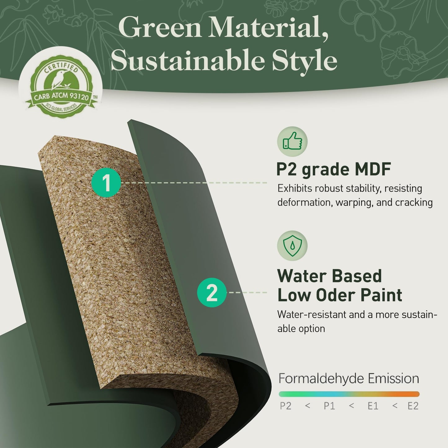 Superjoe 2 Drawer Dresser with Open Space, Dresser Chest of Drawer for Bedroom, Multifunctional Tall Dresser, Wood Storage Chest of Drawers Storage Cabinet for Living Room, Entryway, Hallway, Green