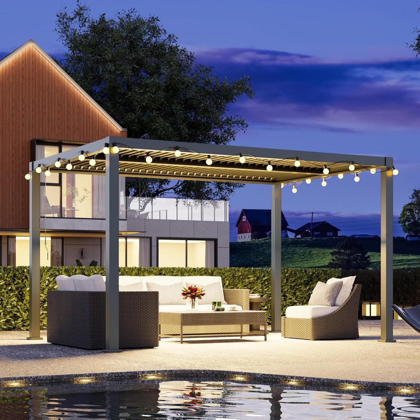 RoyalCraft 10'x13' Adjustable Louvered Pergola, Heavy-Duty Aluminum Outdoor Pergola, Metal Hardtop Pergola with Adjustable Roof for Patio, Deck, Garden, Yard, Grey