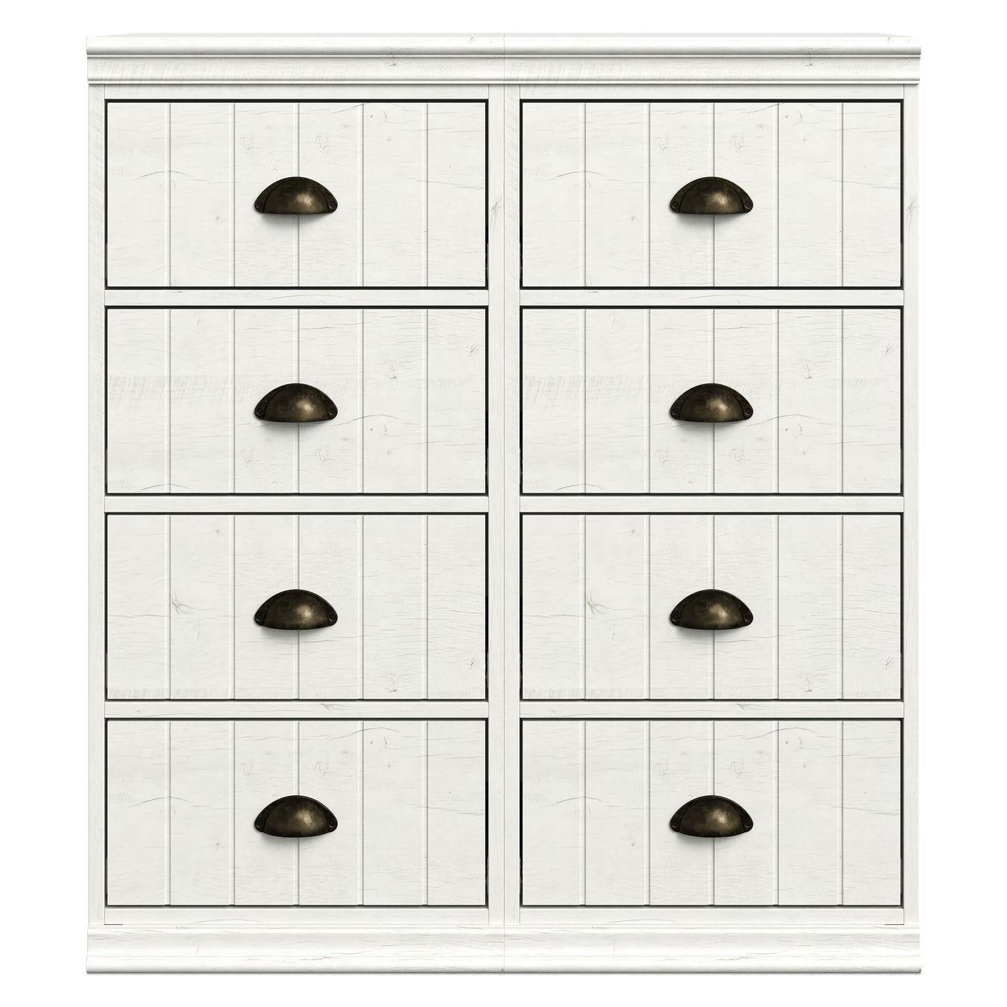 Heynemo Fluted 4 Drawer Dresser Set of 2, Wood Closet Dresser with Bronze Metal Handles, White Chest of Drawers with Soft-Close Drawers, Modern Dresser Organizer for Bedroom, Living Room, Entryway