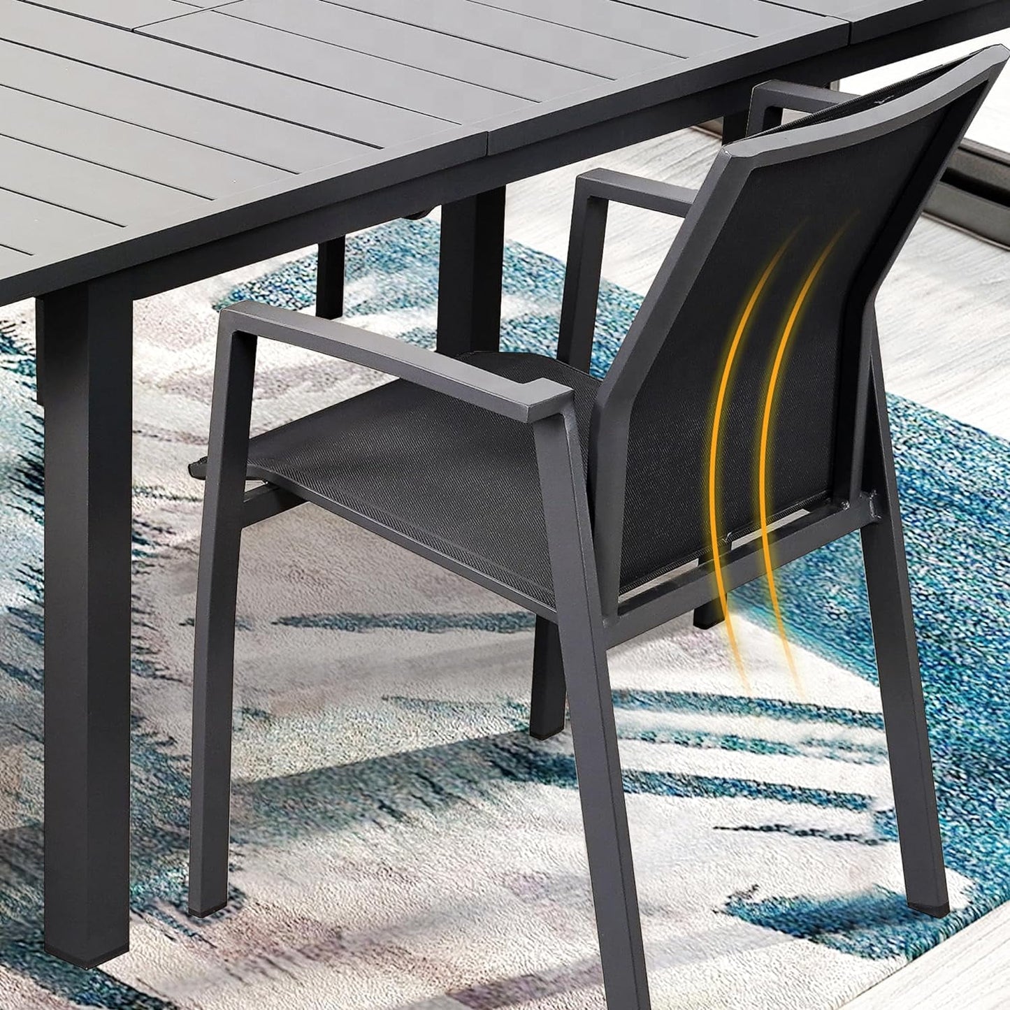 Superjoe Outdoor Patio Aluminum Dining Chairs Set of 4, Outside Stackable Furniture for Lawn, Balcony, Quick-Drying Textilene Fabric, Grey