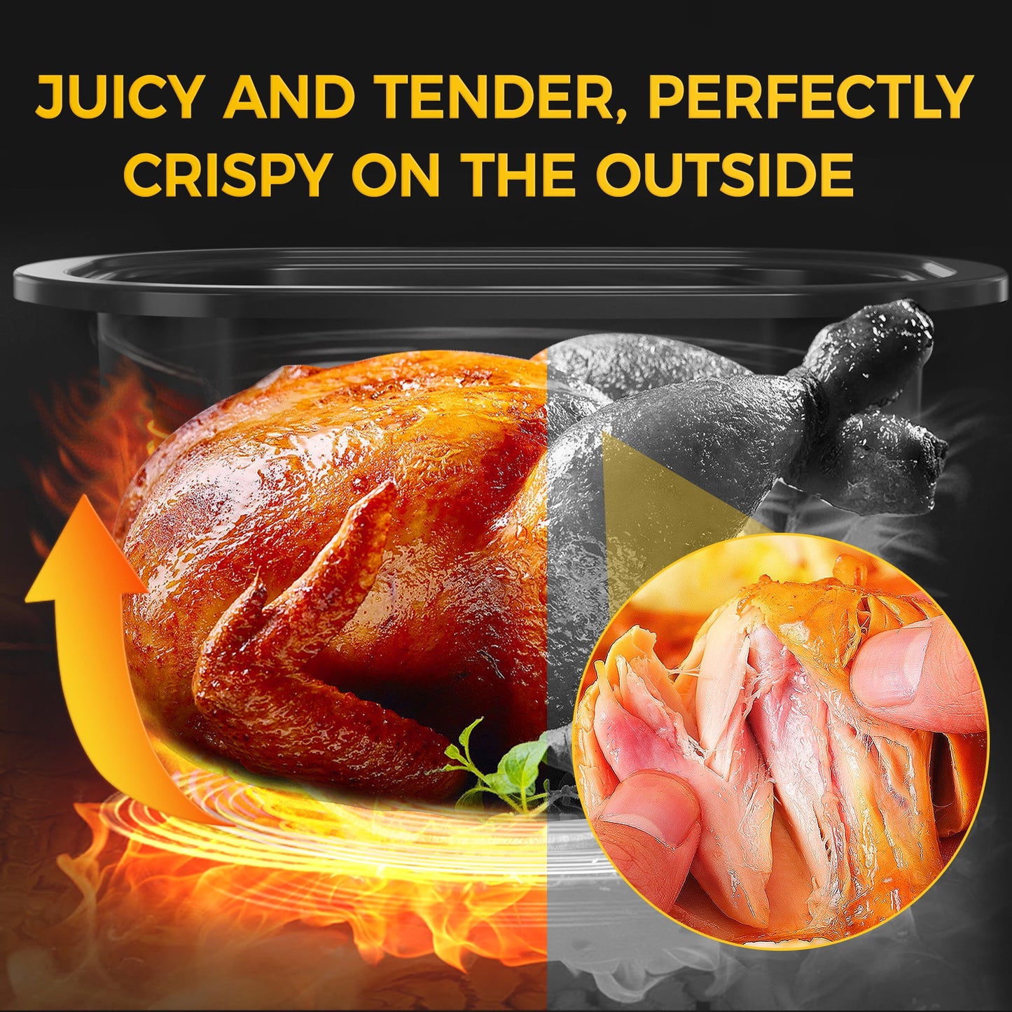 18 Quart Turkey Electric Roaster Oven with Self-Basting Lid, Stainless Steel, Black