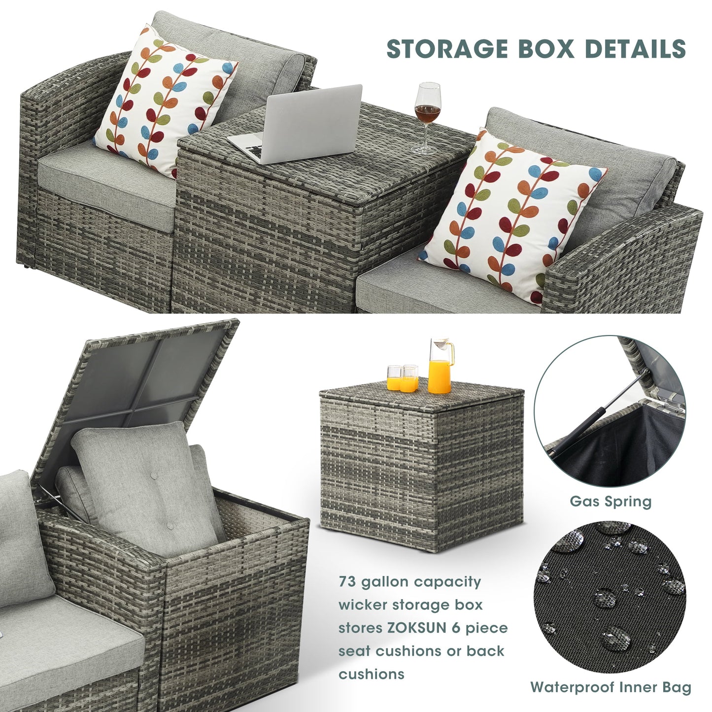 Royalcraft Outdoor Patio Furniture Set,10 Pieces Outdoor Sectional Wicker Sofa PE Rattan Conversation Sets with Dining Table,Aluminum Frame,Brown