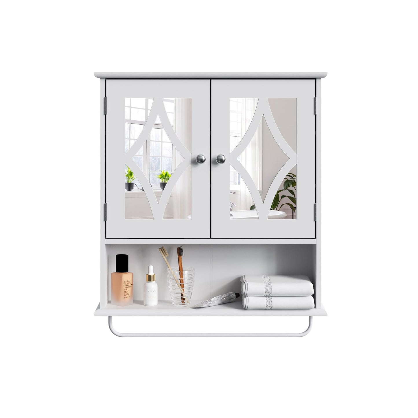 RoyalCraft Bathroom Wall Cabinet with Mirror, Wall Mount Bathroom Storage Cabinet, Adjustable Shelves