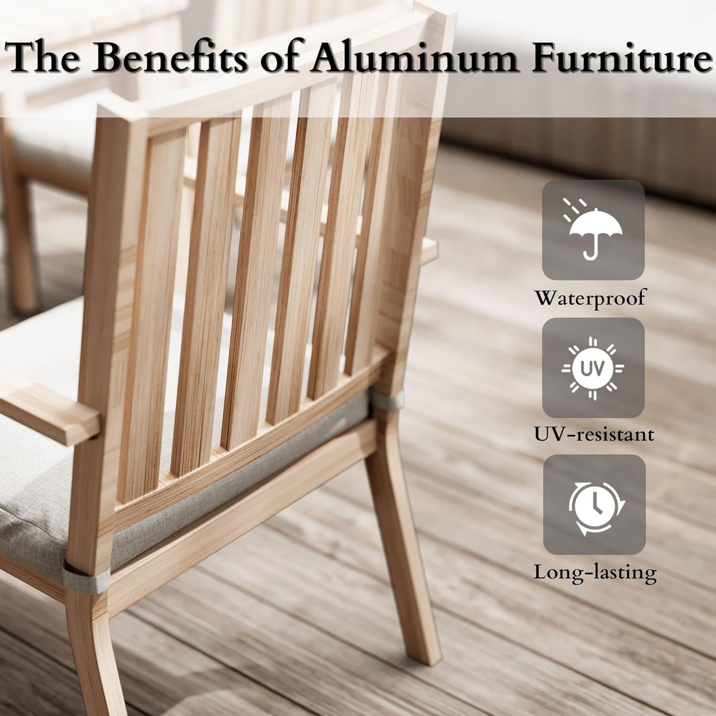 RoyalCraft 6 Pieces Patio Dining Sets, Aluminum Outdoor Dining Table with 4 Chairs and Bench, Outdoor Patio Dining Furniture Set with Removable Cushion for Lawn, Garden, Backyard, Brown