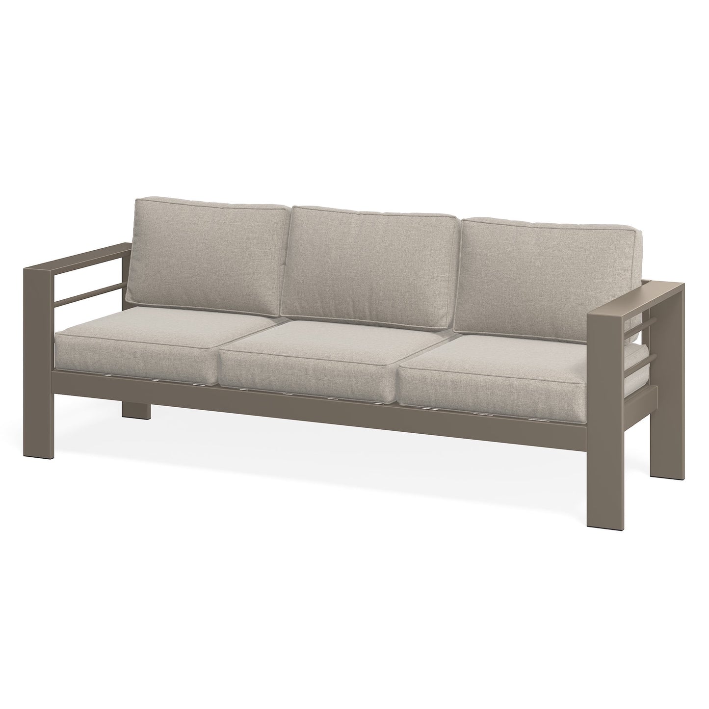 ROYALCRAFT Patio Furniture Metal Sofa, Metal Outdoor Chairs with Upgraded Cushions, All-weather Outdoor 3 Seats Sofa Couch for Balcony, Garden, Deck, Backyard, Beige