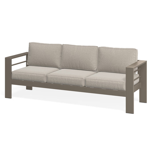 ROYALCRAFT Patio Furniture Metal Sofa, Metal Outdoor Chairs with Upgraded Cushions, All-weather Outdoor 3 Seats Sofa Couch for Balcony, Garden, Deck, Backyard, Beige