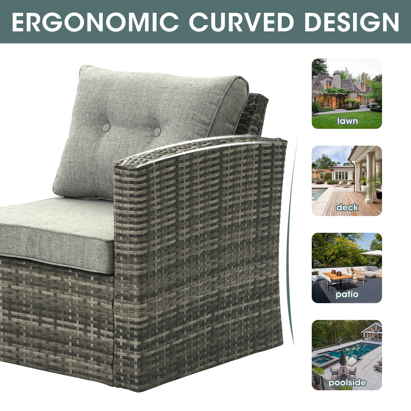 Royalcraft Outdoor Patio Furniture Set,10 Pieces Outdoor Sectional Wicker Sofa PE Rattan Conversation Sets with Dining Table,Aluminum Frame,Brown