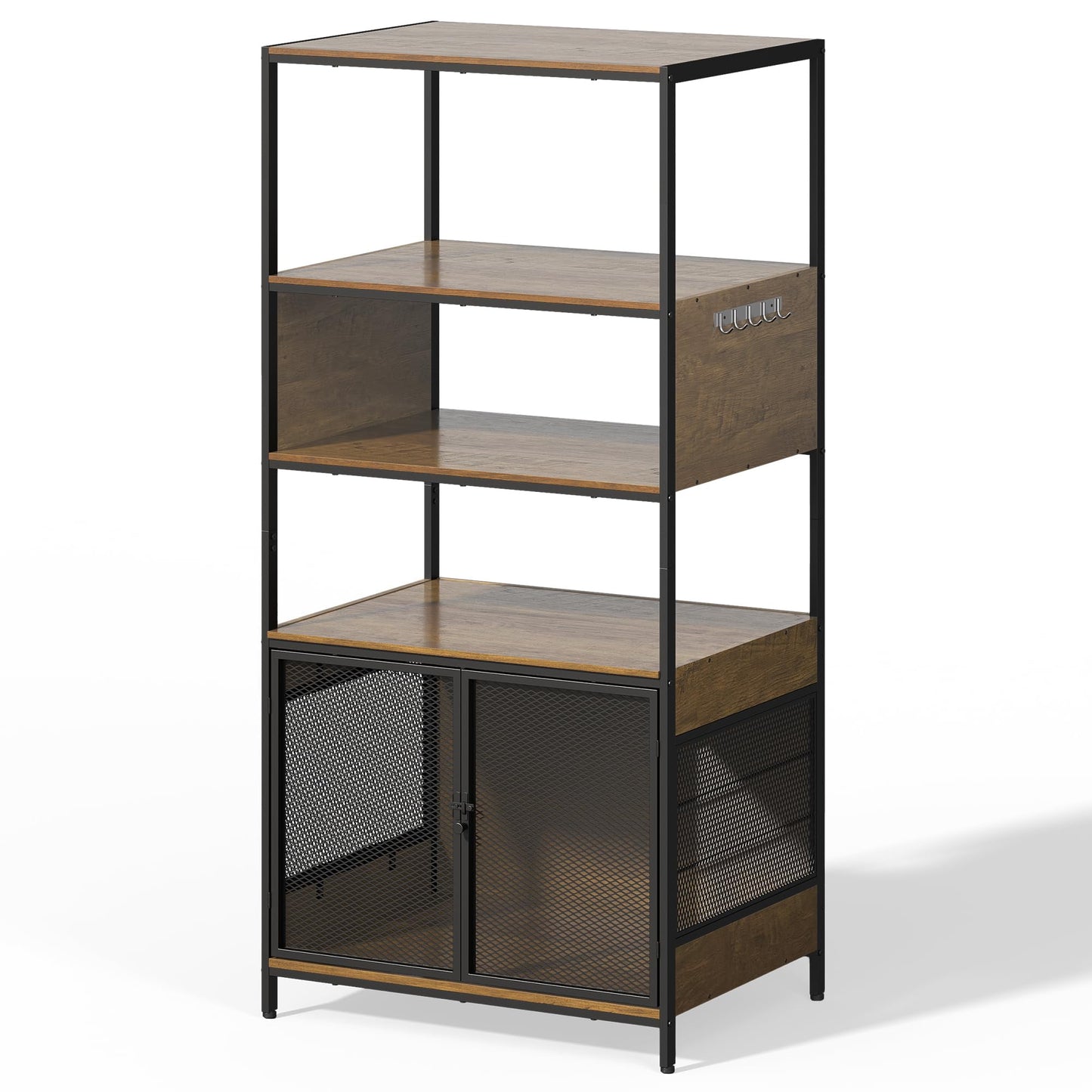 Superjoe Dog Crate Furniture with Display Shelf, Decorative Dog Crate Industrial Bookshelf with Kennel, Furniture Style Dog Crate for Medium Dog, Cat Litter Box Furniture, Brown