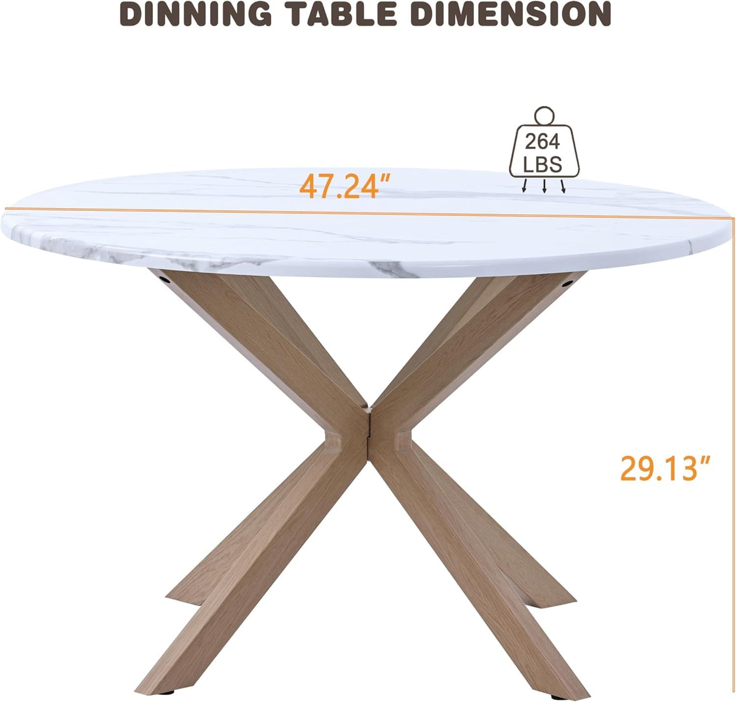 Superjoe  Mid Century Modern Round Table for 4-6 Person, 47" Dining Table for Home, White