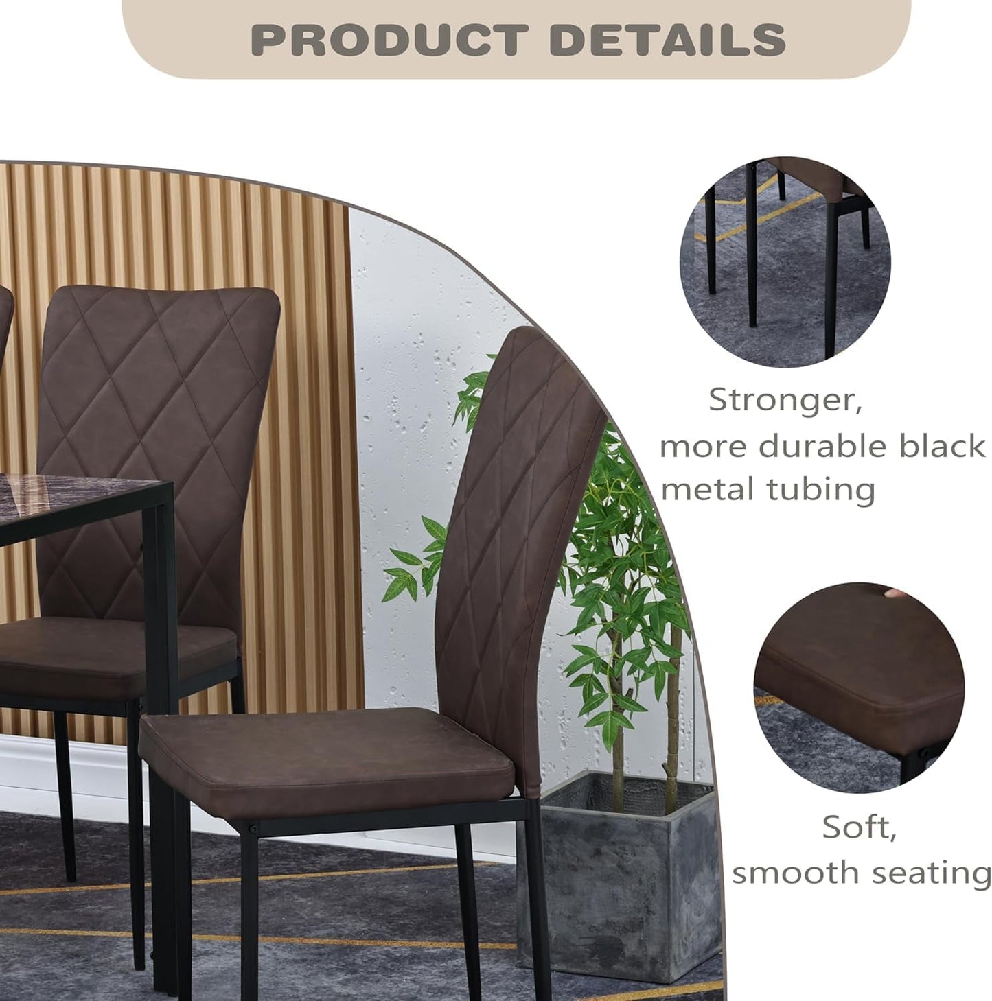 RoyalCraft Upholstered Dinning Chairs Set of 4, PU Cushion Mid-Century Accent Chairs,Kitchen Side Chair with Waterproof Surface and Iron Legs for Dining Room,Kitchen