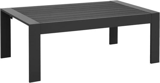 RoyalCarft Aluminum Outdoor Patio Furniture Coffee Table, All-Weather Outdoor Metal Coffee Table, Modern Rectangle Coffee Table for Balcony, Garden, Dark Grey
