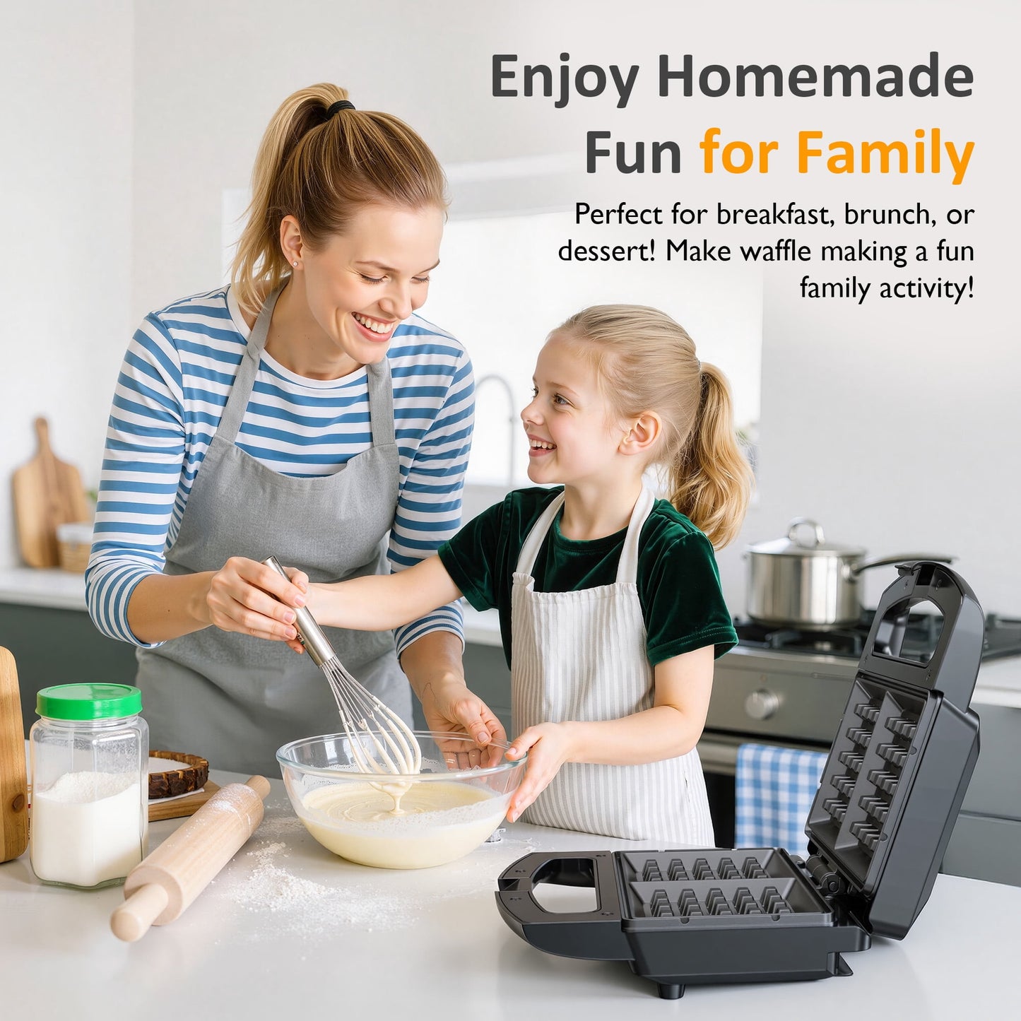 Royalcraft Electric Belgian Waffle Maker, 2 Slices Waffle Iron, Nonstick Plates, Indicator Light, Cool Touch Handle, Vertical Storage, Easy to Clean, Silver
