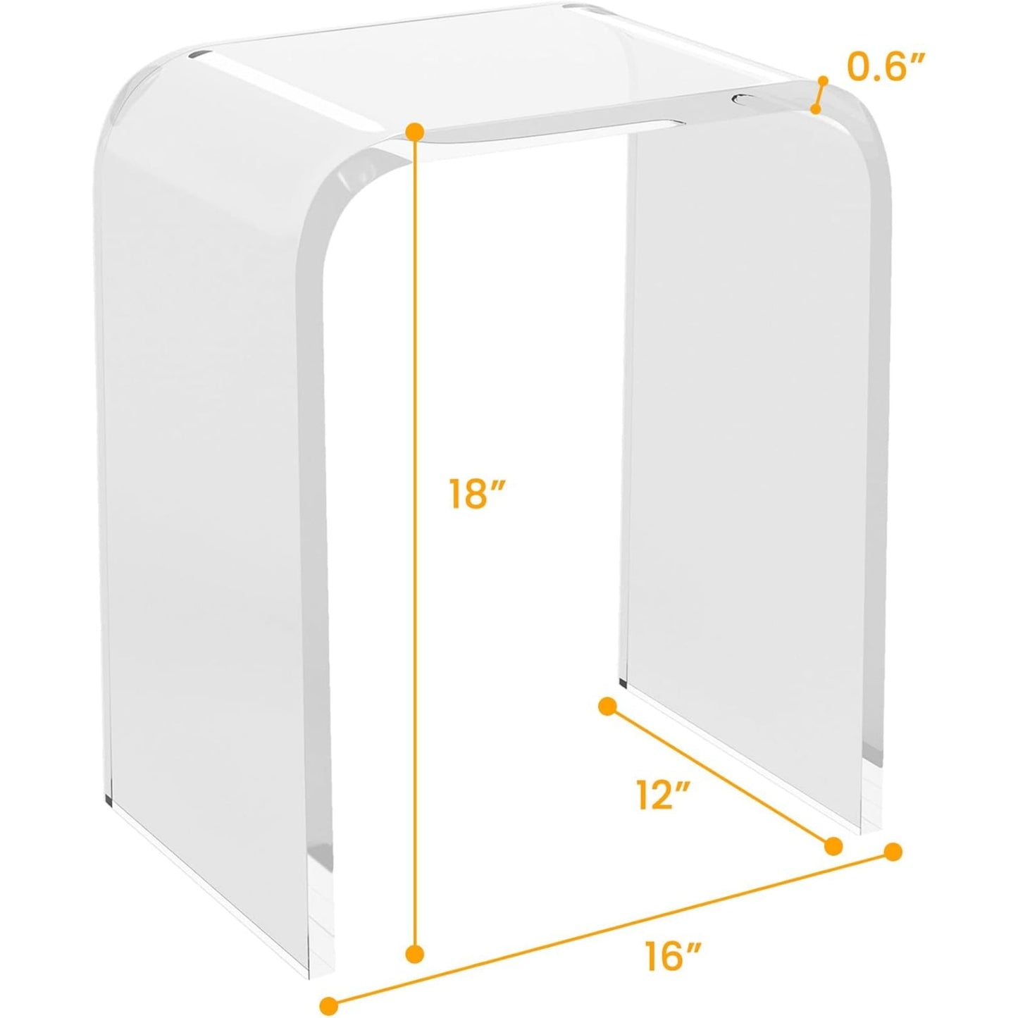 Superjoe Acrylic End Table, Contemporary Square Nightstand and Side Table, Clear Lucite Coffee Table with Waterfall Edges for Small Living Room, Bathroom, Bedroom and Office