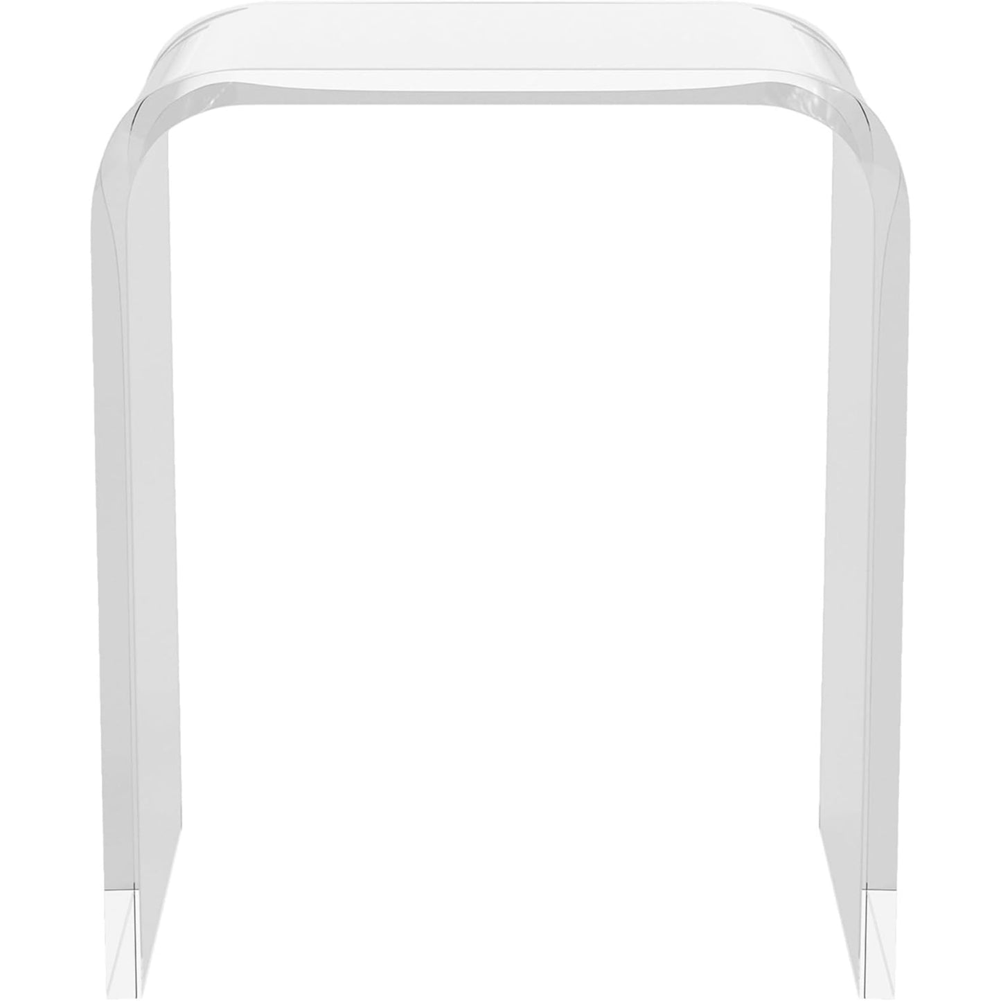 Superjoe Acrylic End Table, Contemporary Square Nightstand and Side Table, Clear Lucite Coffee Table with Waterfall Edges for Small Living Room, Bathroom, Bedroom and Office