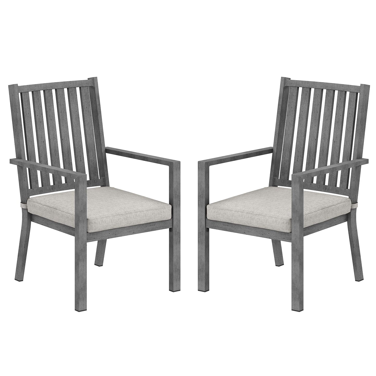 Heynemo Patio Dining Chair Set of 2, Aluminum Outdoor Dining Chairs, Metal Outdoor Patio Furniture Seating with Cushions, Perfect for Porch, Balcony, Deck, Backyard,Grey