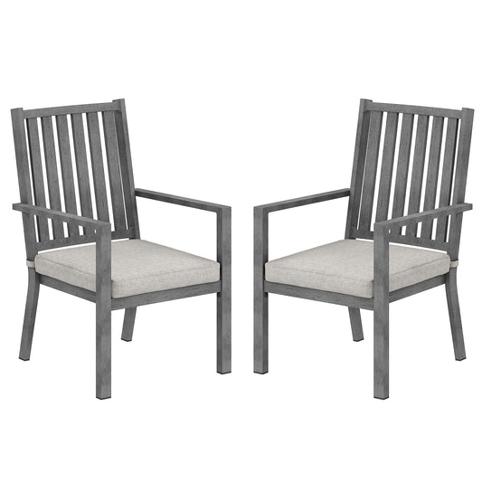 Heynemo Patio Dining Chair Set of 2, Aluminum Outdoor Dining Chairs, Metal Outdoor Patio Furniture Seating with Cushions, Perfect for Porch, Balcony, Deck, Backyard,Grey