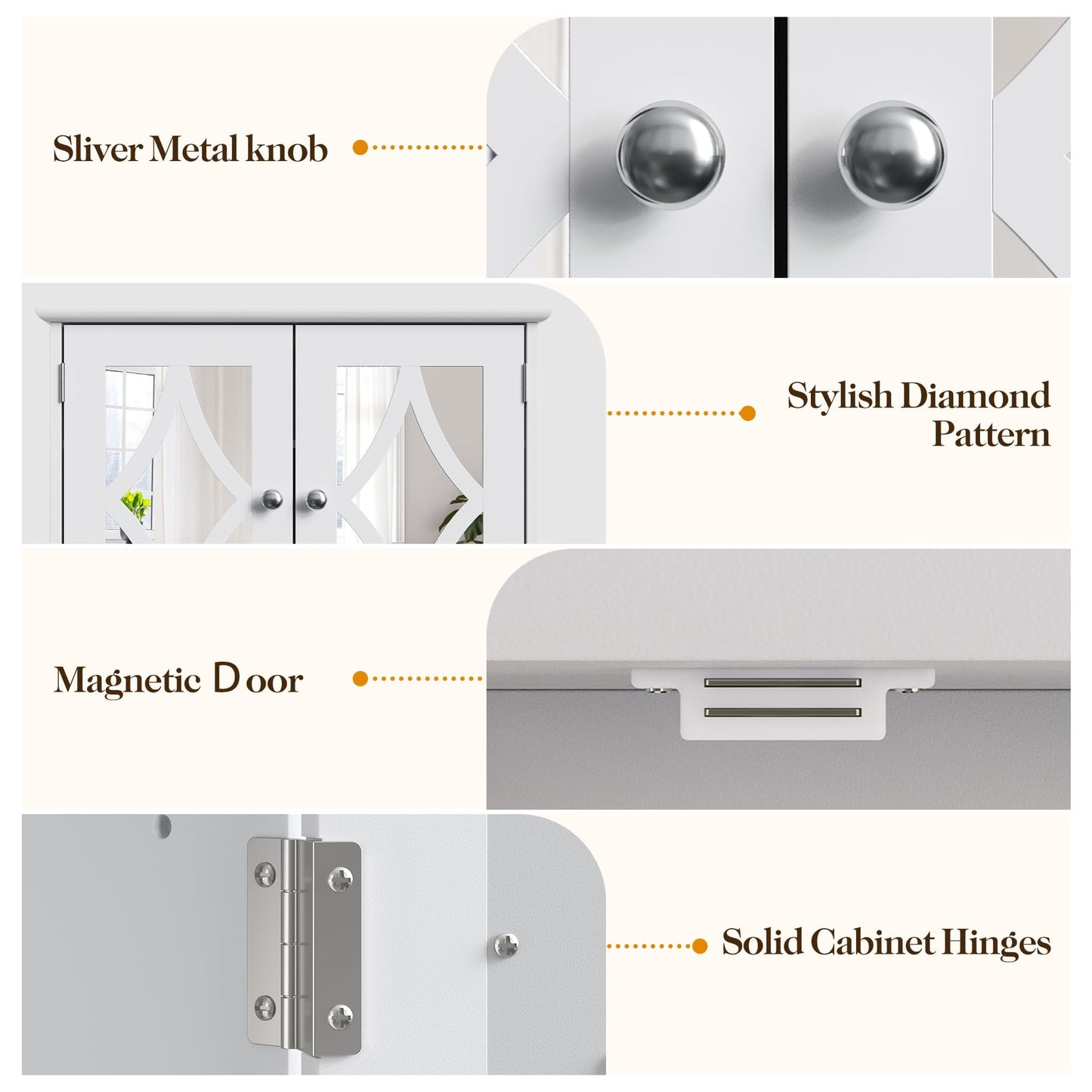RoyalCraft Bathroom Wall Cabinet with Mirror, Wall Mount Bathroom Storage Cabinet, Adjustable Shelves