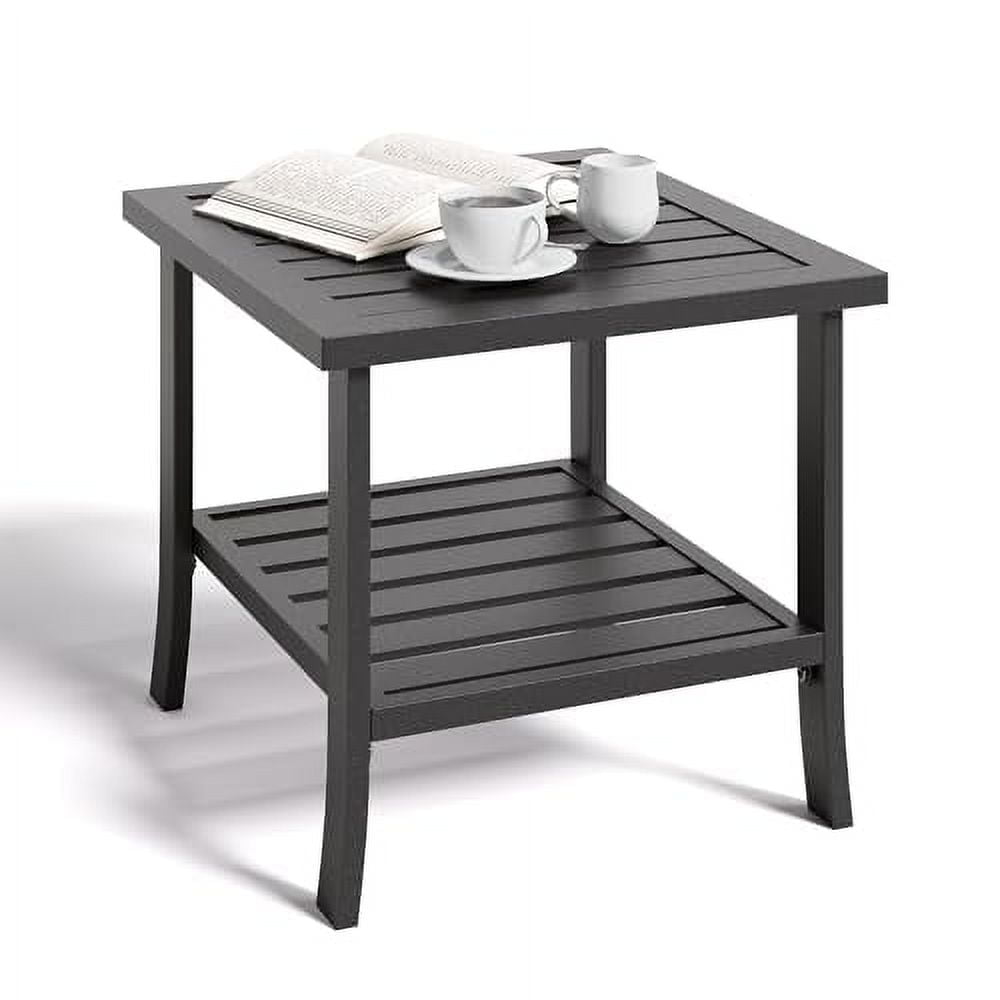 Mayincolor Outdoor Coffee Table, Water-Resistant Metal Patio Coffee Table, Modern Rectangular Outdoor Coffee Tables for Deck Garden Poolside, Black