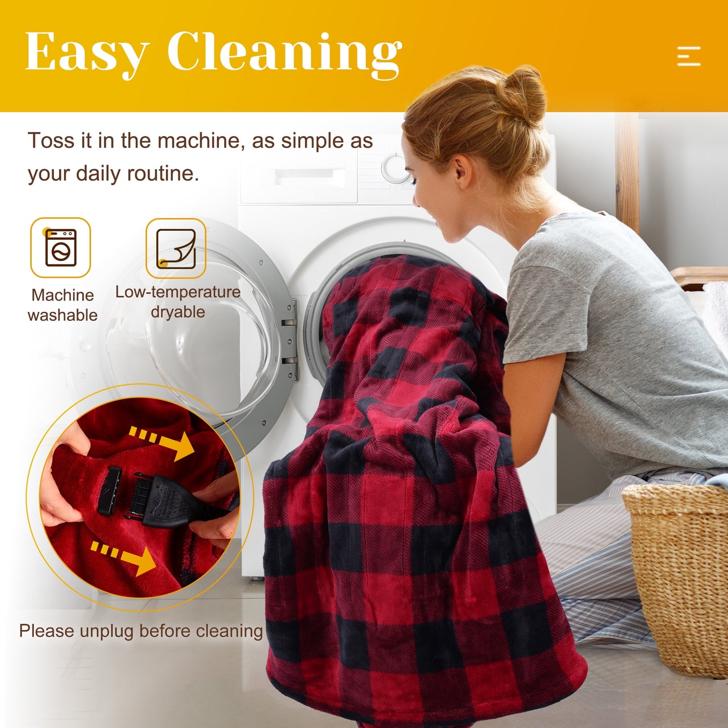 Mayincolor Heated Blanket 50" x 60", Heating Electric Throw Blanket, 10 Heat Settings, 12 Hours Auto Off, Machine Washable, ETL Certified, Overheating Protection