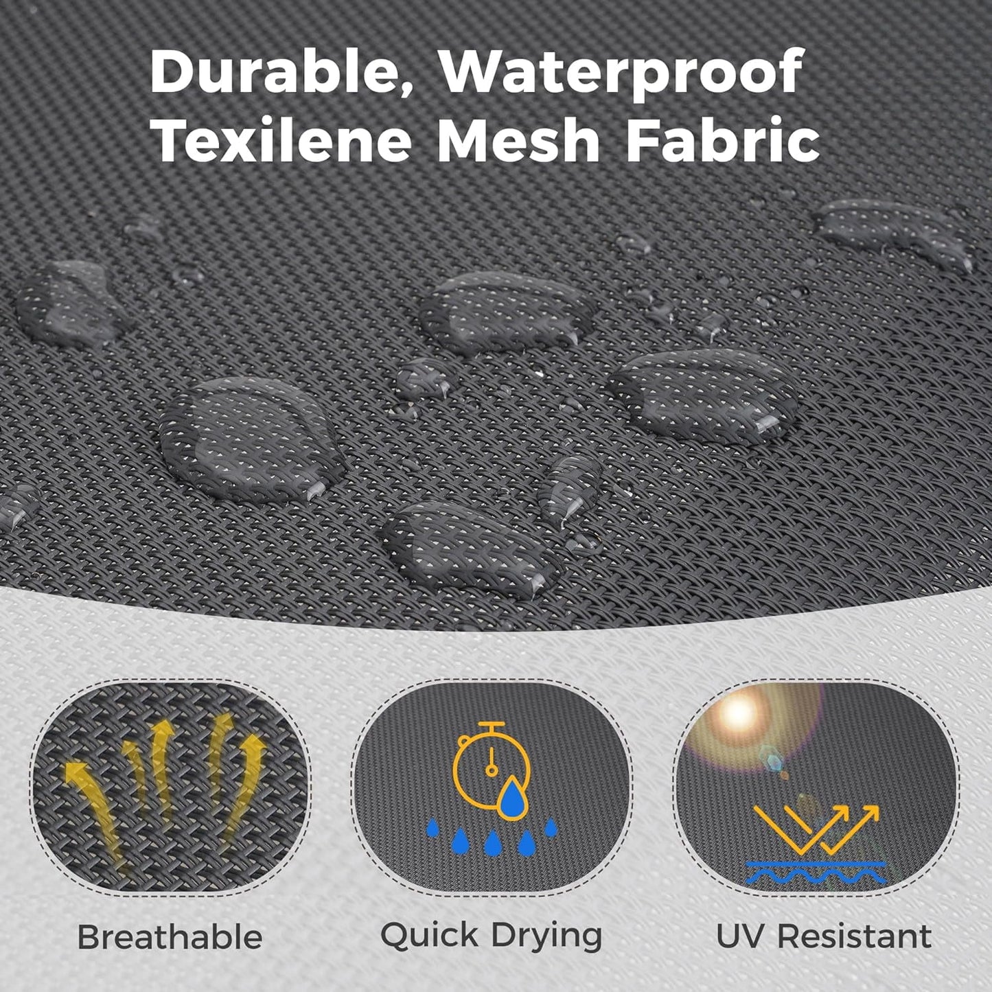 Superjoe Outdoor Patio Aluminum Dining Chairs Set of 4, Outside Stackable Furniture for Lawn, Balcony, Quick-Drying Textilene Fabric, Grey