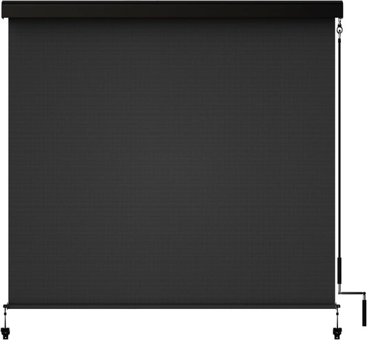 Royalcraft 6' x 8' Crank Operated Black Roller Outdoor Shade with Valance, 95% UV Block