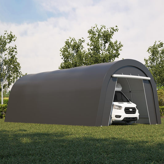 May in Color Domed Carport, Portable Garage with 2 Roll up Doors, Heavy Duty Car Canopy Party Tent, All-Season Storage Shelter Shed Carport for Motorcycle, Boat, Truck, or Garden Tools, 12' x 25'