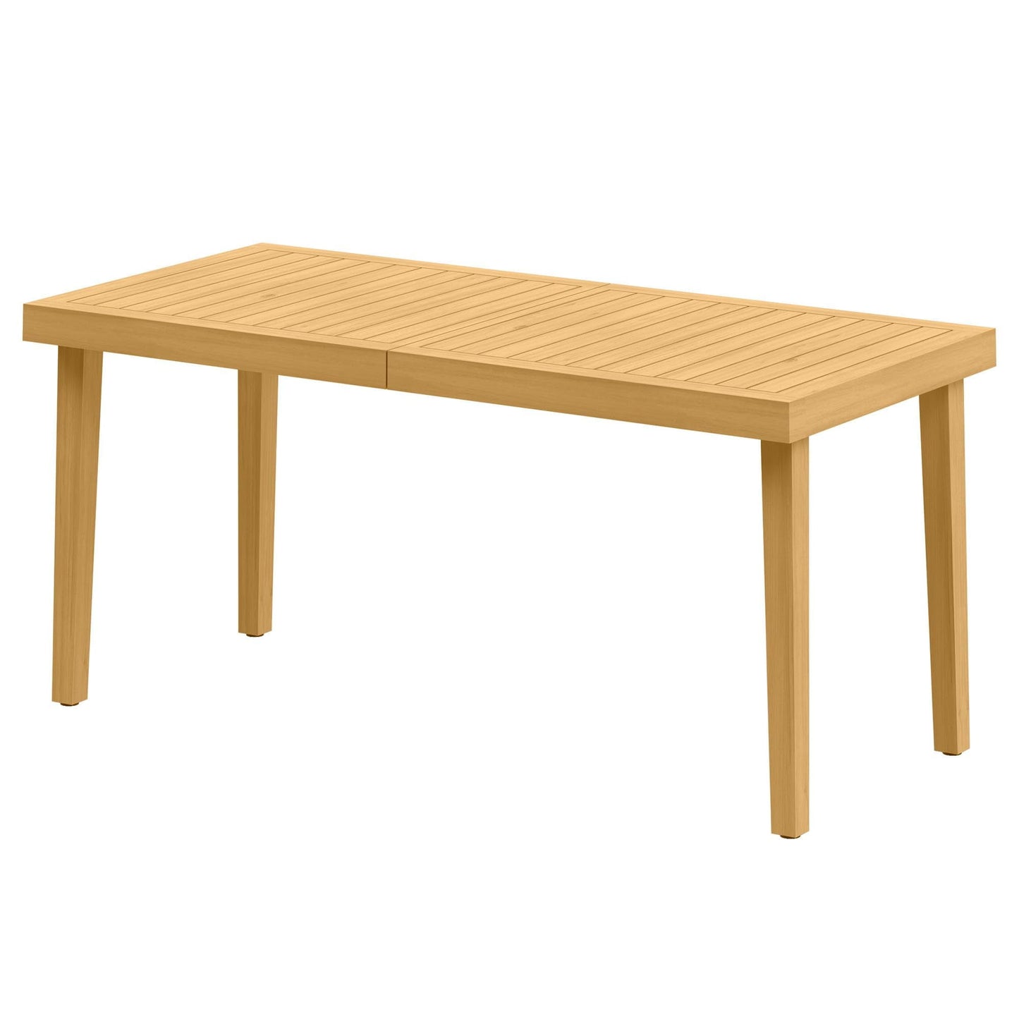 Heynemo Acacia Patio Dining Table, 6-Person Wood Picnic Table with Iron Leg, Outdoor Modern Dining Furniture for Backyard Lawn Garden Deck Indoor, Beige