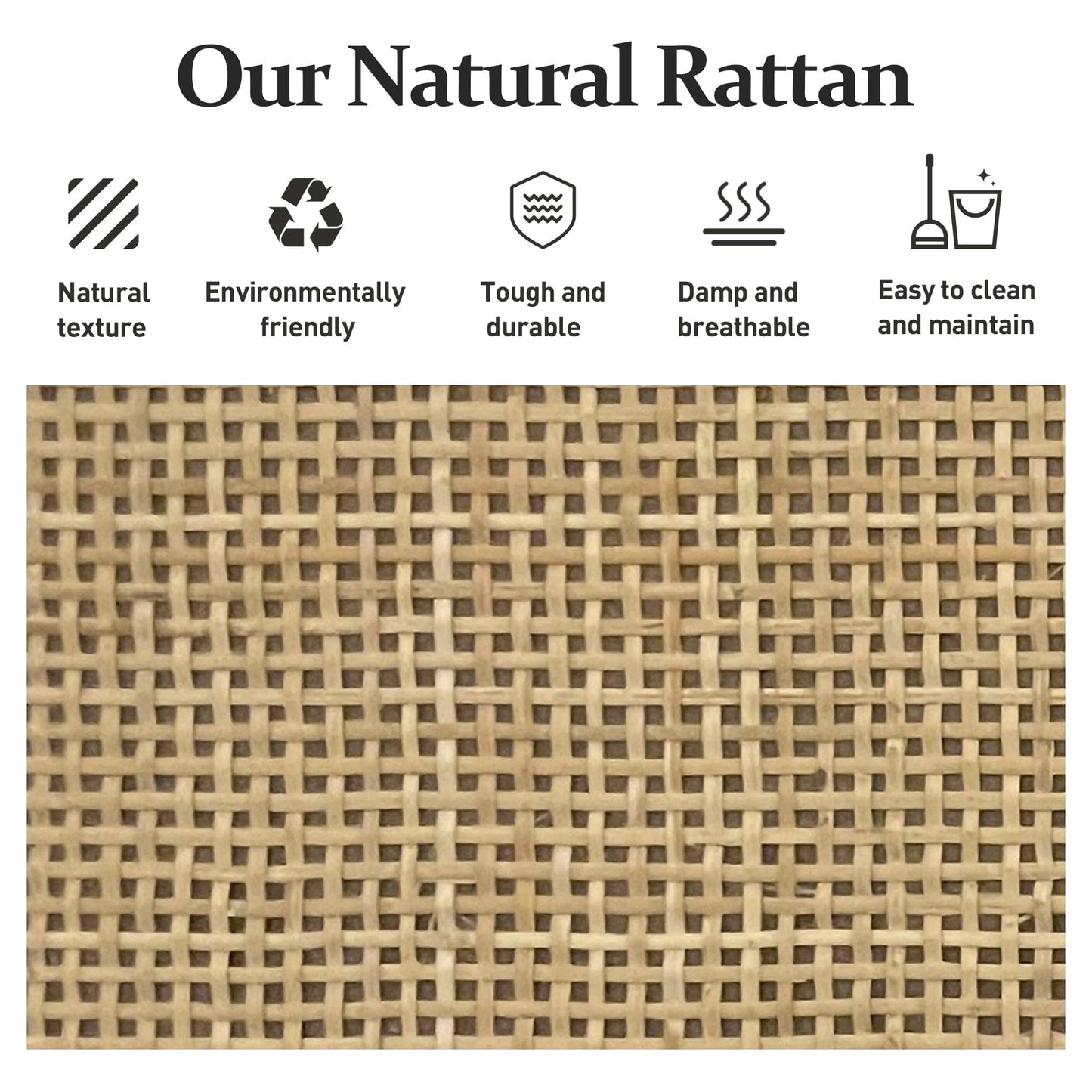 Superjoe Nightstand with 2 Drawers, Accent Bedside Table with Rattan Decor Drawers and Large Storage Shelf, Boho Wood End Table Organizer for Bedroom, Living Room, Grey