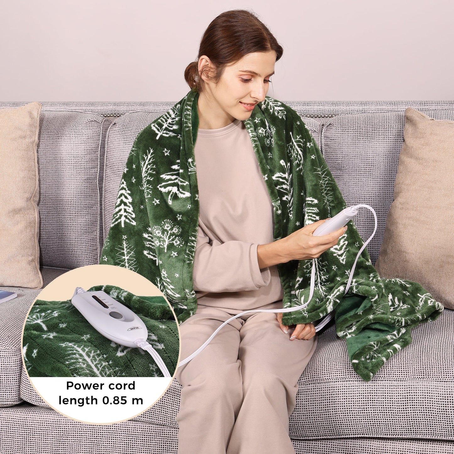 SUNVIVI Electric Blanket King Size with Dual Controllers,10 Heating Levels& 12 hours Auto-off,Overheat Protection,Blue