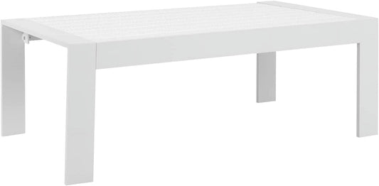 RoyalCarft Aluminum Outdoor Furniture Patio Coffee Table, All-Weather Outdoor Metal Coffee Table, Modern Rectangle Coffee Table for Balcony, Garden, White