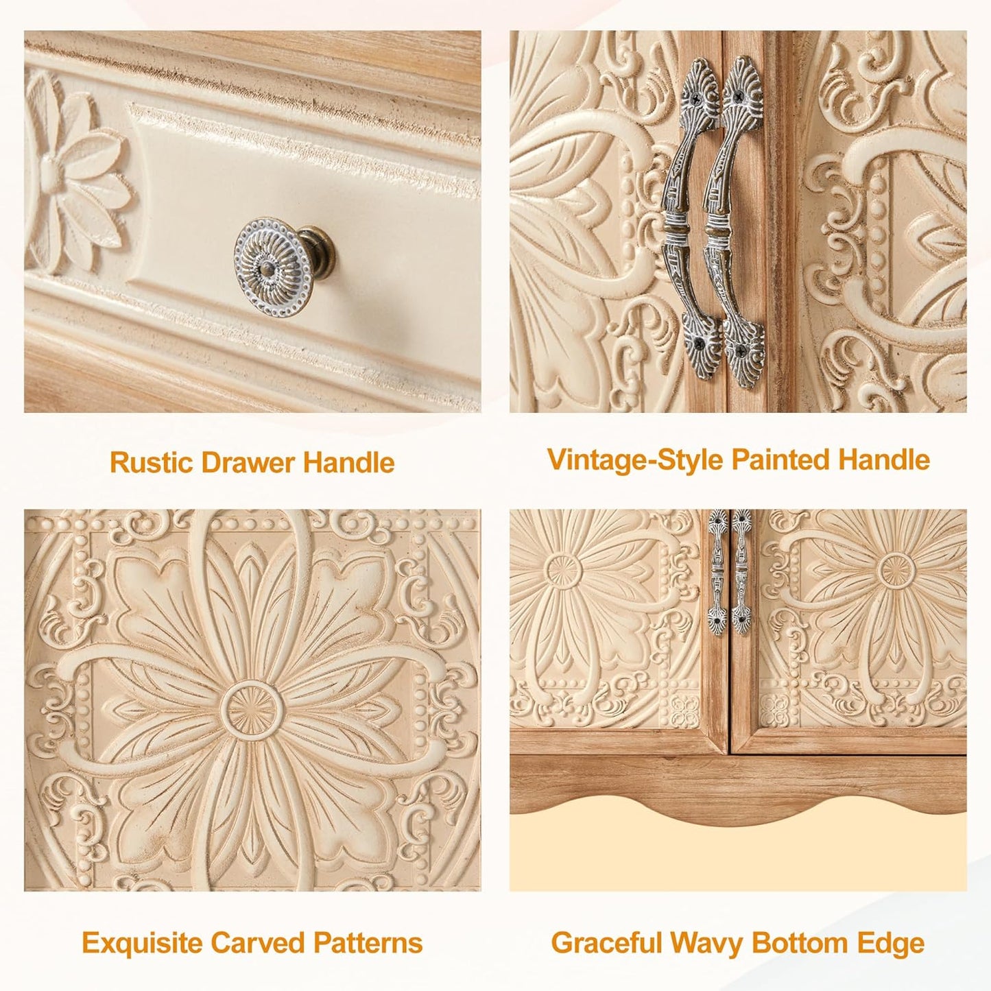 RoyalCraft Kitchen Pantry Storage Cabinet with 2 Doors and 2 Drawers, 48'' Tall Pantry Cabinet, Wood Storage Cabinet for Kitchen, Dining Room, Living Room