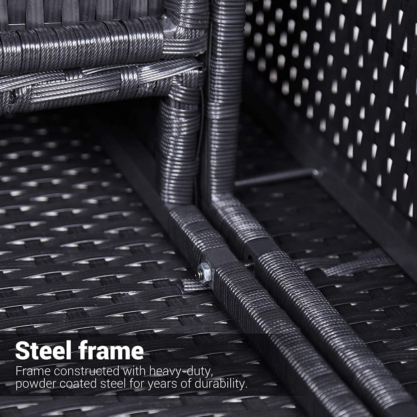 Sunvivi Wicker Patio Loveseat, Create the Patio of Your Dreams With Our Modular Furniture Sets, Black and Blue, PE Wicker
